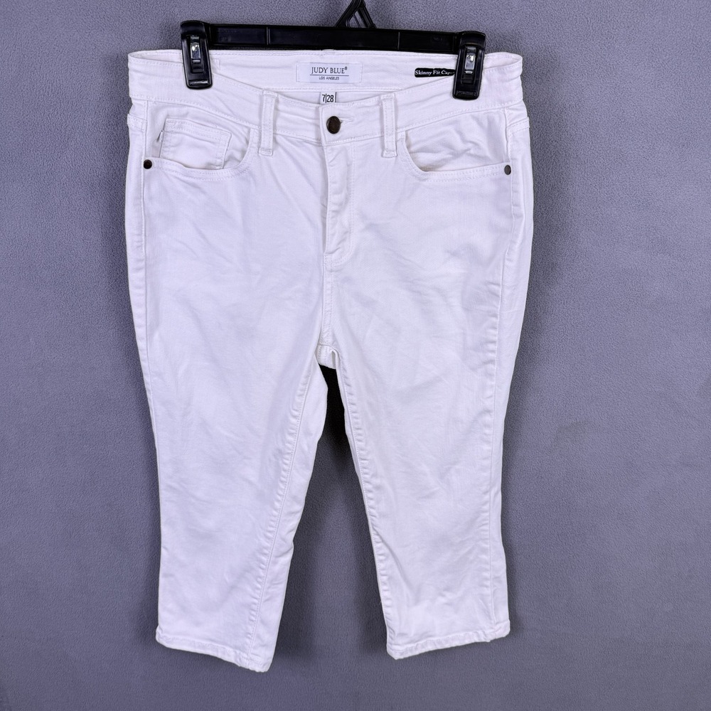 Judy Blue Los Angeles White Skinny Fit Capri Y2K Minimalist Stretch Jeans 7/28